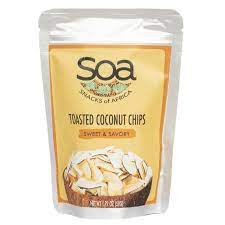 SOA Snacks Of Africa Toasted Coconut Chips Sweet & Savory 1.79 Oz, 50g