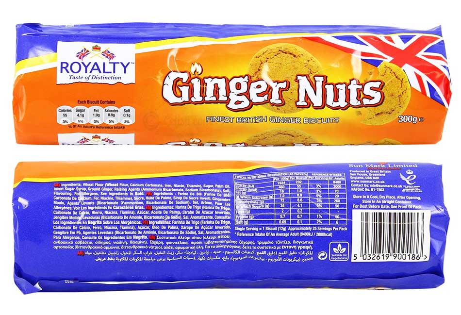 Royalty Ginger Nuts - British Ginger Biscuits (300g)